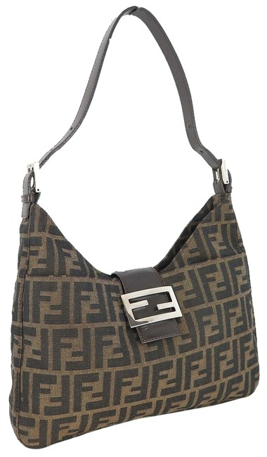 Fendi Zucca Purse Brown Canvas and Leather Shoulder Bag 