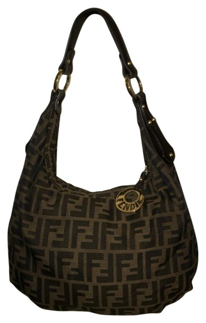 Fendi Zucca Signature Brown Canvas Leather Shoulder Bag 
