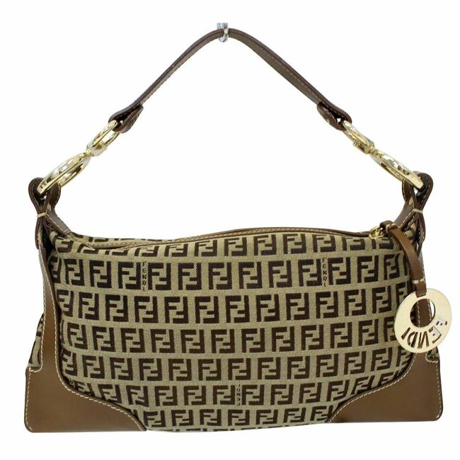 Fendi Zucca Small Beige Canvas Shoulder Bag 