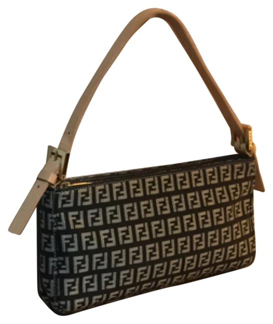 Fendi Zucca Small Black Canvas Shoulder Bag 
