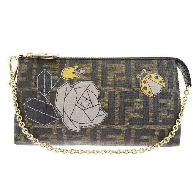 Fendi Zucca Small Brown Coated Canvas Shoulder Bag 