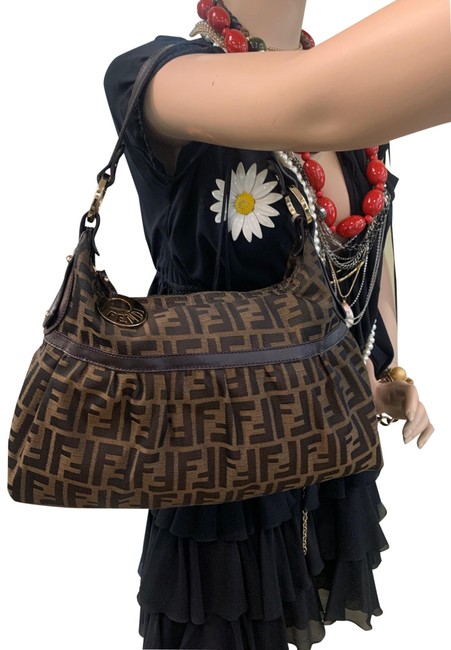 Fendi Zucca Small Chef Brown Canvas Shoulder Bag 