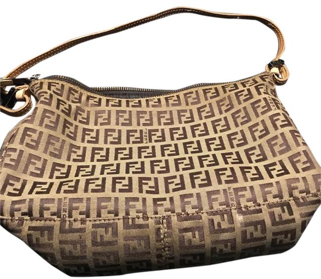 Fendi Zucca Tan and Brown Fabric Shoulder Bag 