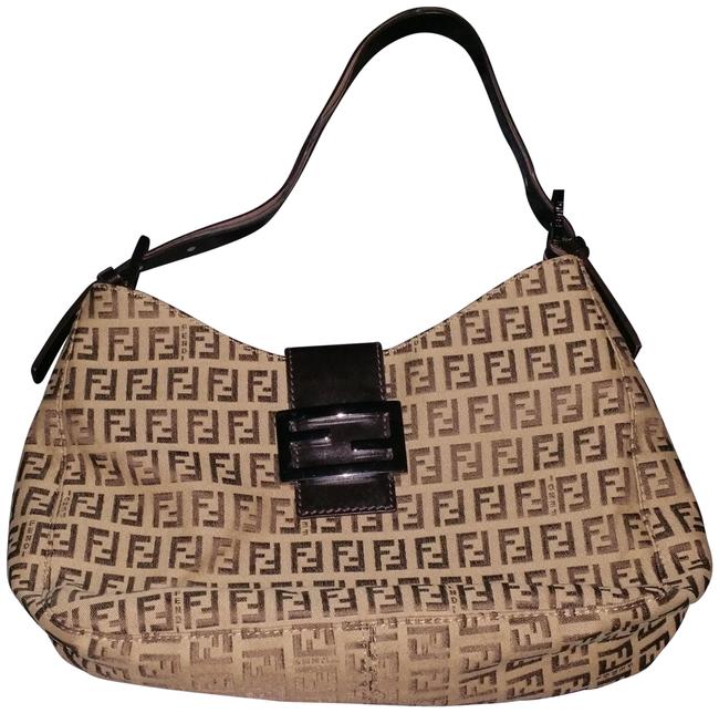 Fendi Zucca Tan Brown Canvas Shoulder Bag 