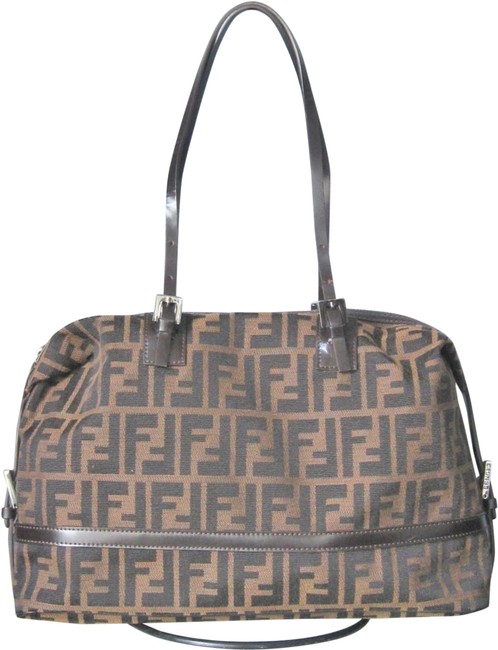 Fendi Zucca Tobacco Satchel Brown Canvas Shoulder Bag 