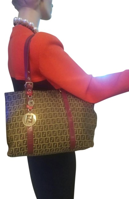 Fendi Zucca Tote 8bh215 Brown Canvas Shoulder Bag 