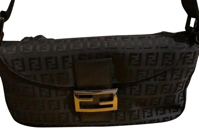 Fendi Zucca Zia Forever Black Canvas Shoulder Bag 