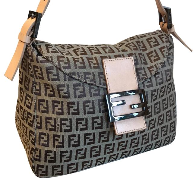 Fendi Zucca   Zucchino Pattern Mamma Baguette Brown Canvas Shoulder Bag 