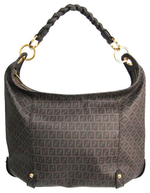 Fendi Zucchino 8br583 Black   Brown Pvc Shoulder Bag 