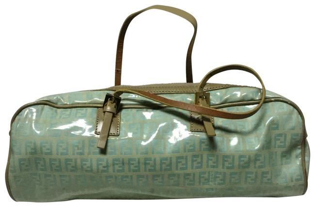 Fendi Zucchino Bauletto Baby. Blue Canvas Shoulder Bag 