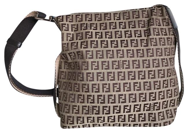 Fendi Zucchino Beige Canvas Shoulder Bag 