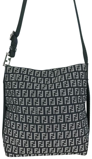 Fendi Zucchino Black Canvas Shoulder Bag 