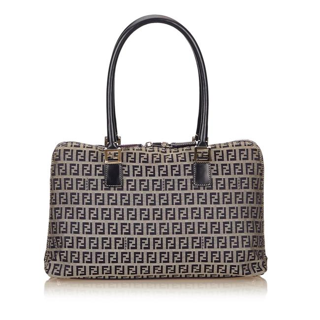 Fendi Zucchino Blue Fabric X Jacquard X Leather X Others Shoulder Bag 