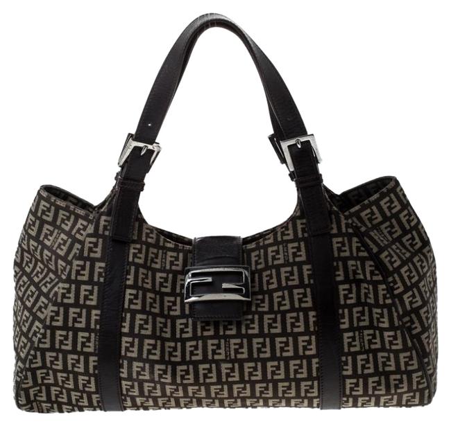 Fendi Zucchino Borsa Piccola Brown Canvas and Leather Shoulder Bag 