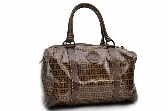 Fendi Zucchino Brown Enamel Shoulder Bag 