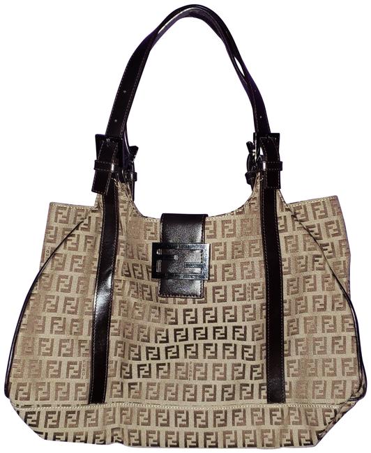 Fendi Zucchino Monogram Brown Canvas Shoulder Bag 