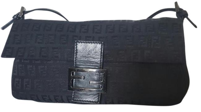 Fendi Zukka Small Black Canvas Shoulder Bag 