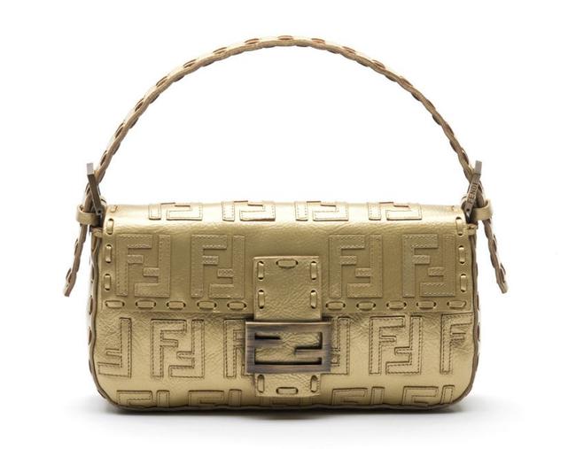 Fendi 15th Anniversary Edition Gold Leather Shoulder Bag 