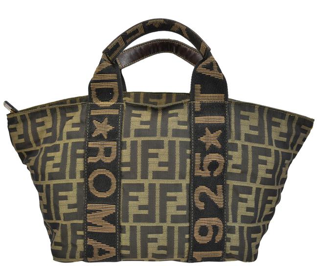Fendi "1925 Roma Italy" Brown &amp; "Ff" Logo Pq Tote 