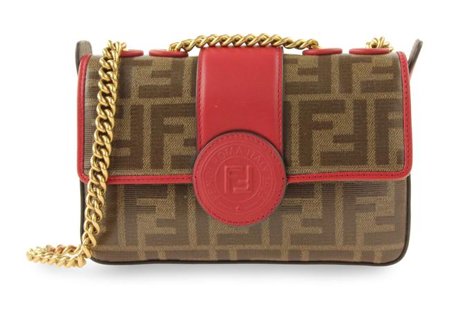Fendi 1973 Mini Brown Coated Canvas Shoulder Bag 