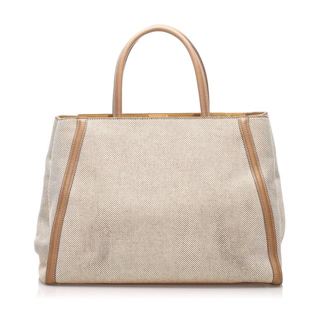 Fendi 2 Jours Canvastote Brown Leather Tote 