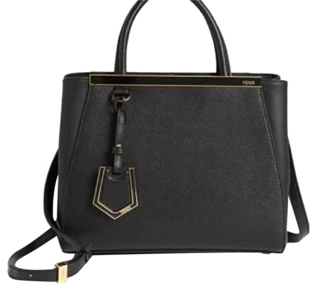Fendi 2 Jours Elite Satchel New Black Leather Shoulder Bag 