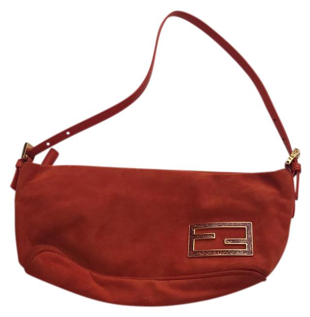Fendi 237826636009 Orange Suede Leather Baguette 