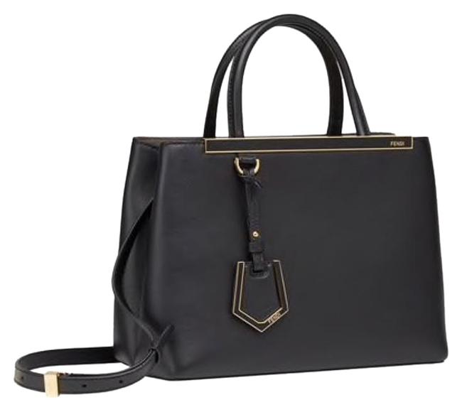 Fendi Crossbody 2jours CrossbodyTote Black Lambskin Leather Tote 