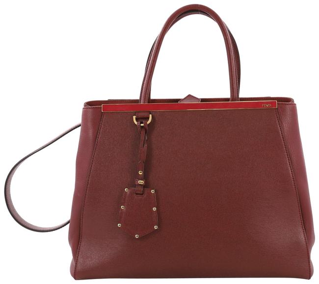 Fendi 2jours Handbag Large Burgundy Leather Tote 