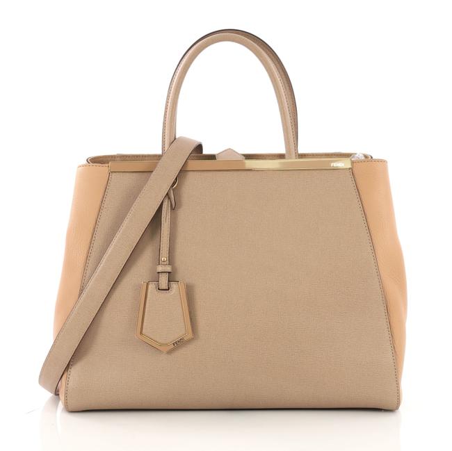 Fendi 2jours Handbag Medium Beige Leather Tote 