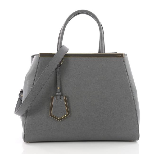 Fendi 2jours Handbag Medium Grey Leather Tote 