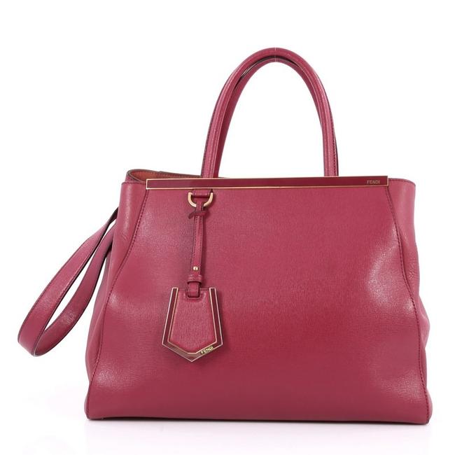 Fendi 2jours Handbag Medium Raspberry Leather Tote 