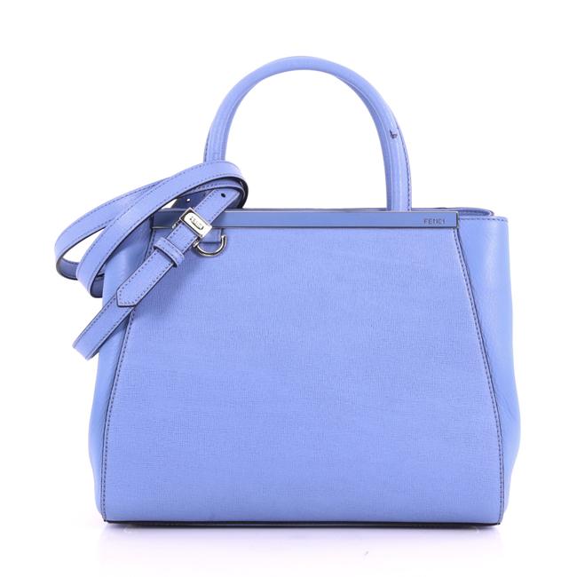 Fendi 2jours Handbag Petite Blue Leather Tote 