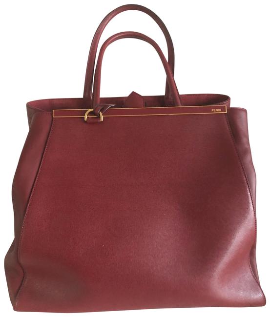 Fendi 2jours Large Burgundy Leather Tote 