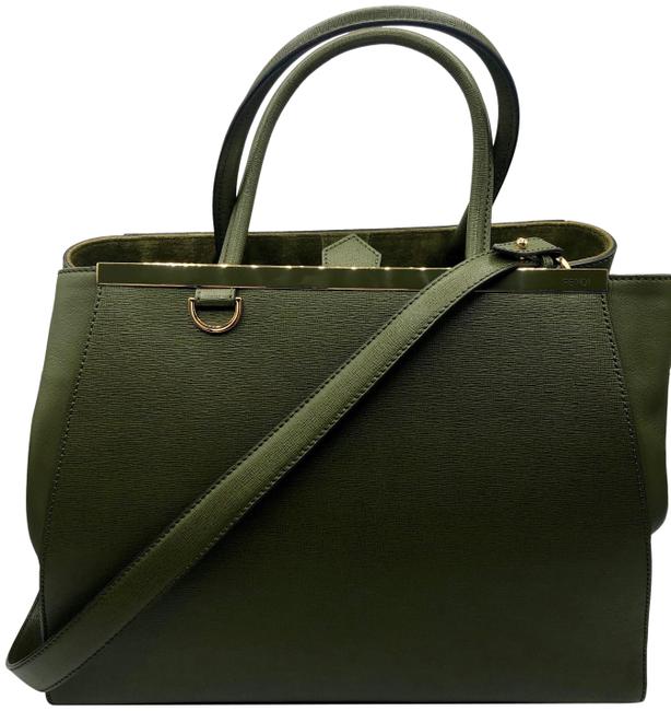 Fendi 2jours Large Green Leather Tote 