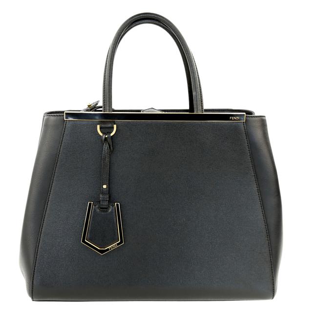 Fendi 2jours Medium Black Leather Tote 