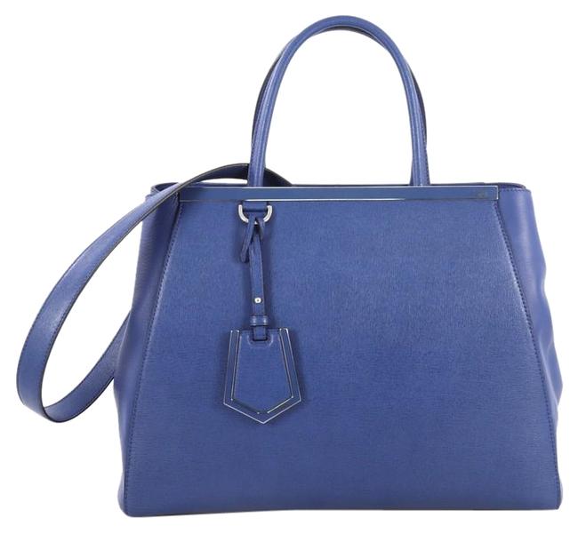 Fendi 2jours Medium Blue Leather Shoulder Bag 