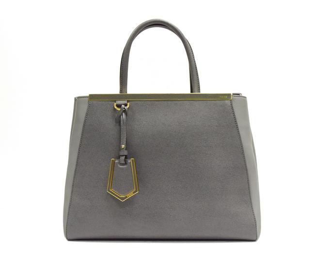 Fendi 2jours Medium Grey Leather Tote 