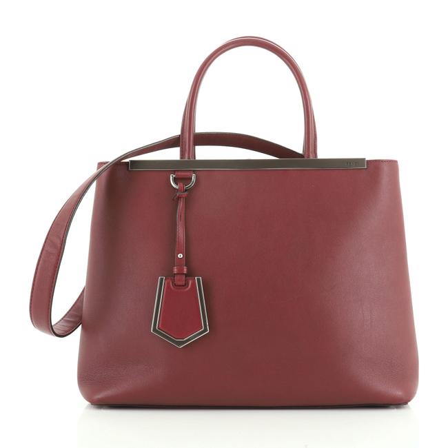 Fendi 2jours Medium Red Leather Tote 