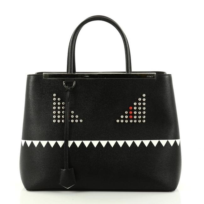 Fendi 2jours Monster Handbag Medium Black Leather Tote 