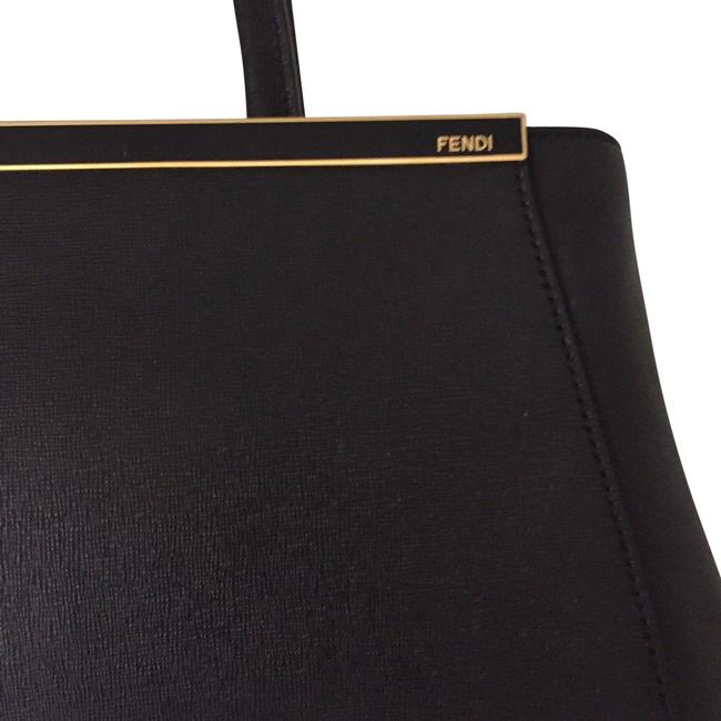 Fendi 2jours Satchel Leather Large Black and Gold Tote 