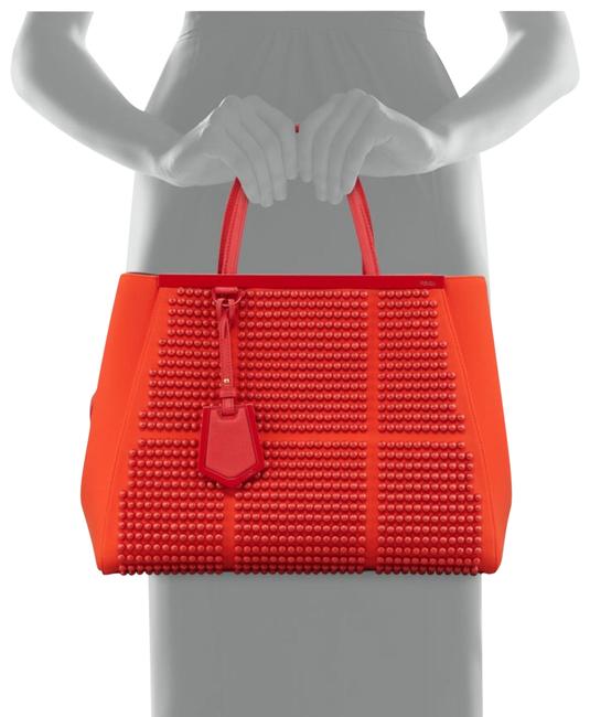 Fendi 2jours Studded Medium Red Leather and Neoprene. Tote 