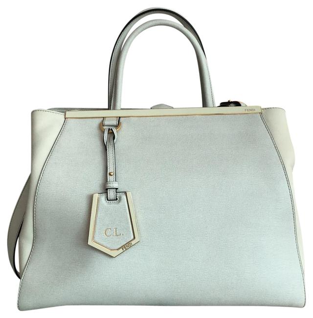 Fendi 2jours Vitello White Saffiano Leather Tote 