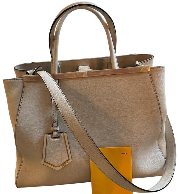 Fendi 2jours White with Gold Hardware Saffiano Leather Tote 