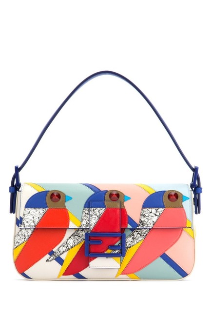 Fendi 3 Birds Multicolor Snakeskin Leather Baguette 