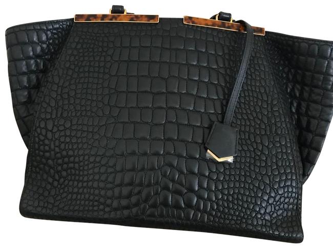 Fendi 3 Jours Handbag Black Leather Tote 