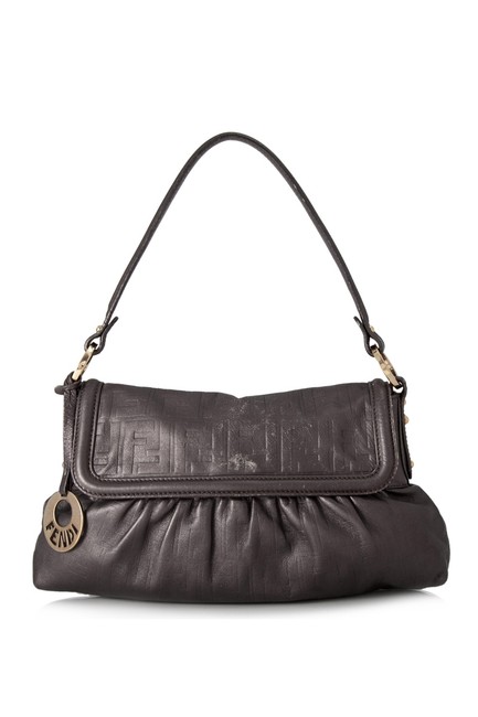 Fendi 35 Dark Grey Leather Shoulder Bag 