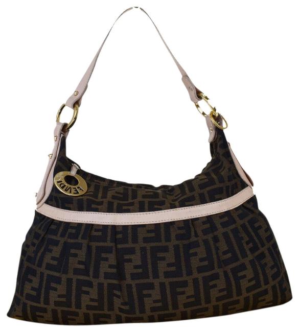 Fendi 35 Monogram Pink Canvas Shoulder Bag 