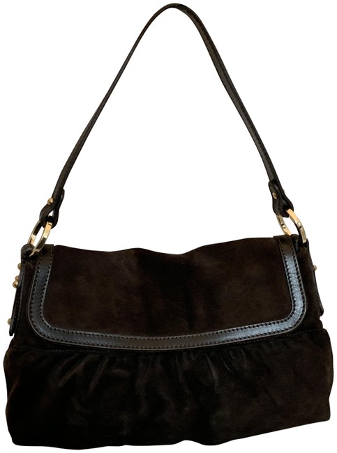 Fendi 381119 Single Strap Brown Suede Shoulder Bag 