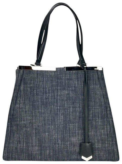 Fendi 3jours Dark Denim DenimLeather Tote 